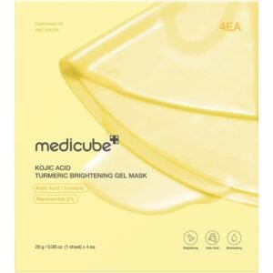 Medicube Kojic Acid Turmeric Gold Jelly Gel Mask 4 pzas mascarilla facial con Cúrcuma y niacinamida para luminosidad y hidratación