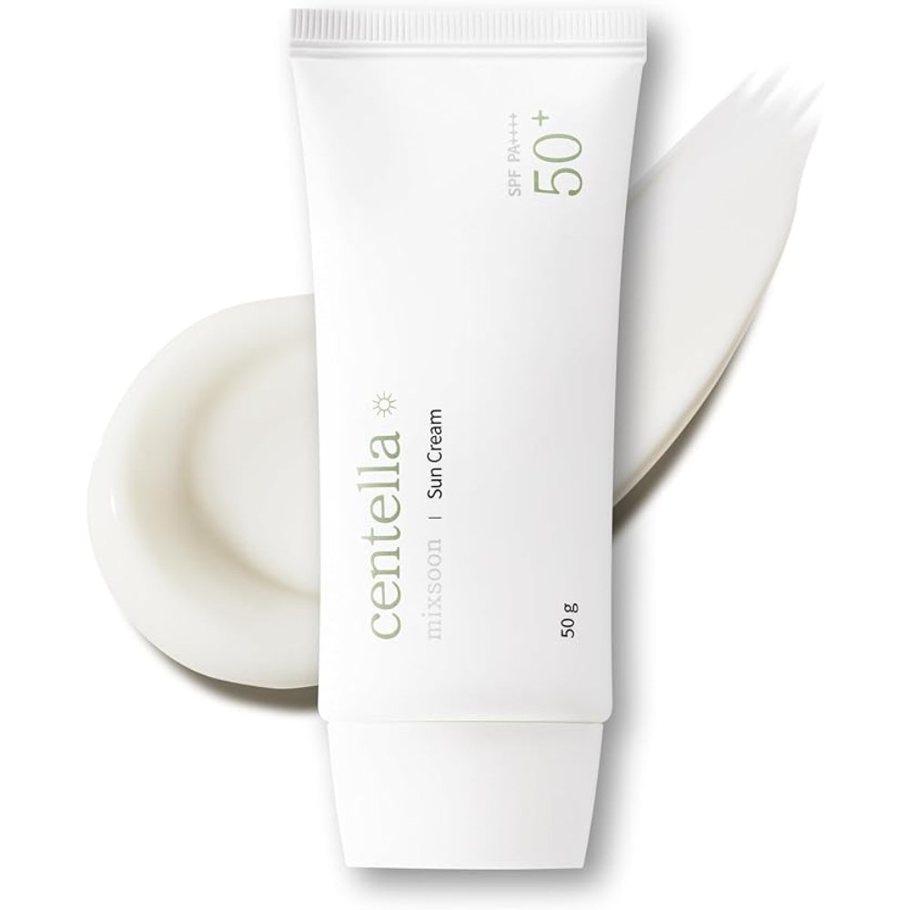 mixsoon Centella Sun Cream SPF 50+ PA++++ 50 gr protector solar facial con centella asiática y Glicerina para luminosidad y hidratación