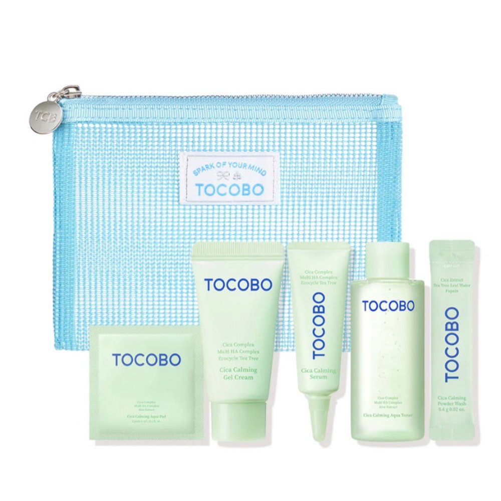TOCOBO Cica Calming Travel Kit producto de skincare con Fermented Cica Complex y ácido hialurónico para calma y confort y luminosidad