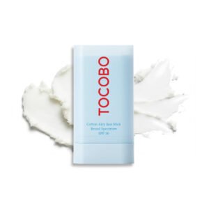TOCOBO Cotton Airy Sun Stick 19 gr protector solar facial en barra con Vitamina E y Vitamina B5 para luminosidad y hidratación