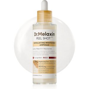 Dr.Melaxin Peel Shot Exfoliating White Rice Ampoule 80 ml ampoule facial con arroz y Celulosa para luminosidad y hidratación