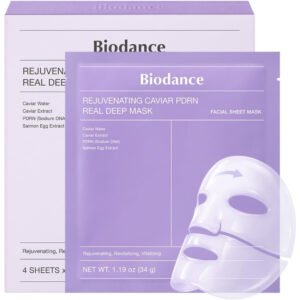 Biodance Rejuvenating Caviar PDRN Real Deep Mask 34 gr 4 pzas mascarilla facial con Complejo de caviar y Ingredientes humectantes
