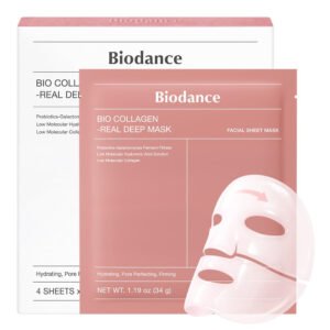Biodance Bio Collagen Real Deep Mask 34 gr 4 pzas mascarilla facial con ácido hialurónico y Galactomyces para luminosidad y hidratación