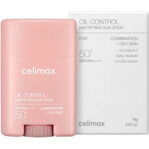 celimax Oil Control Mattifying Sun Stick 19 gr protector solar facial en barra con Sebum P y Alpha-bisabolol para luminosidad y hidratación