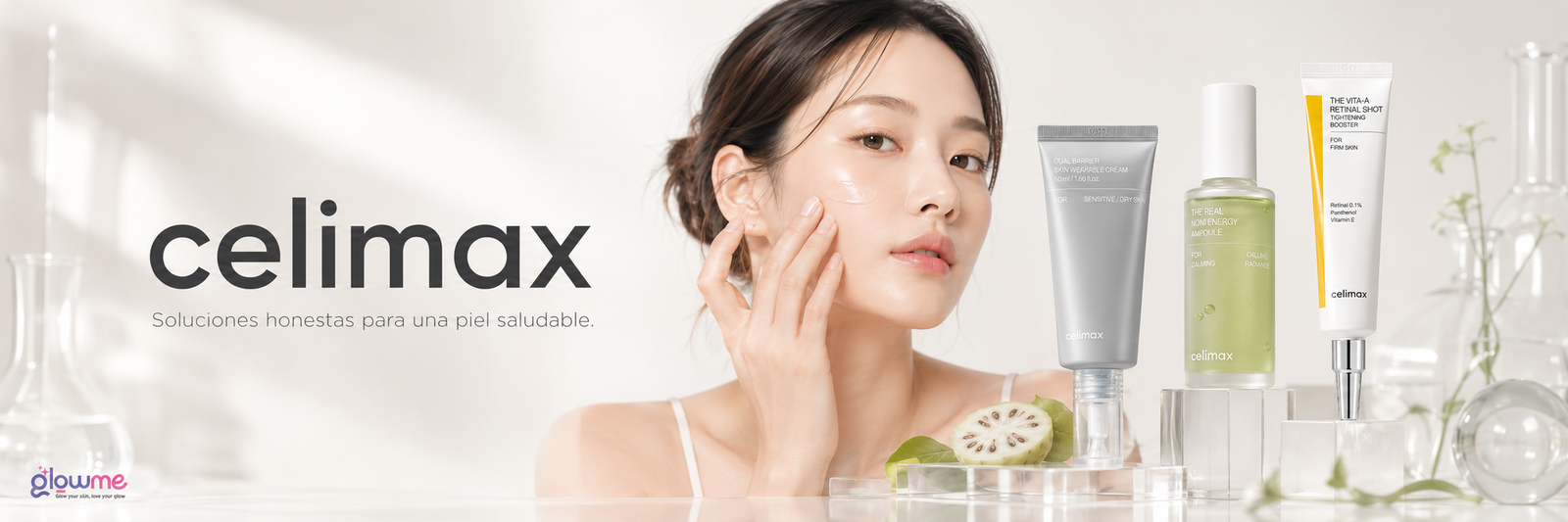 Banner de celimax en Glowme México con skincare coreano para una piel saludable