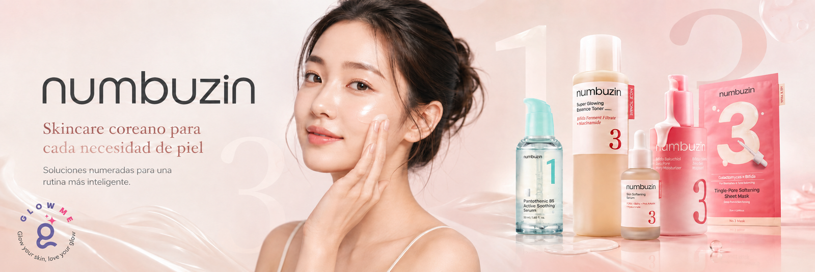 Productos numbuzin No.3, No.5 y No.9 NAD Bio en Glowme México con skincare coreano original