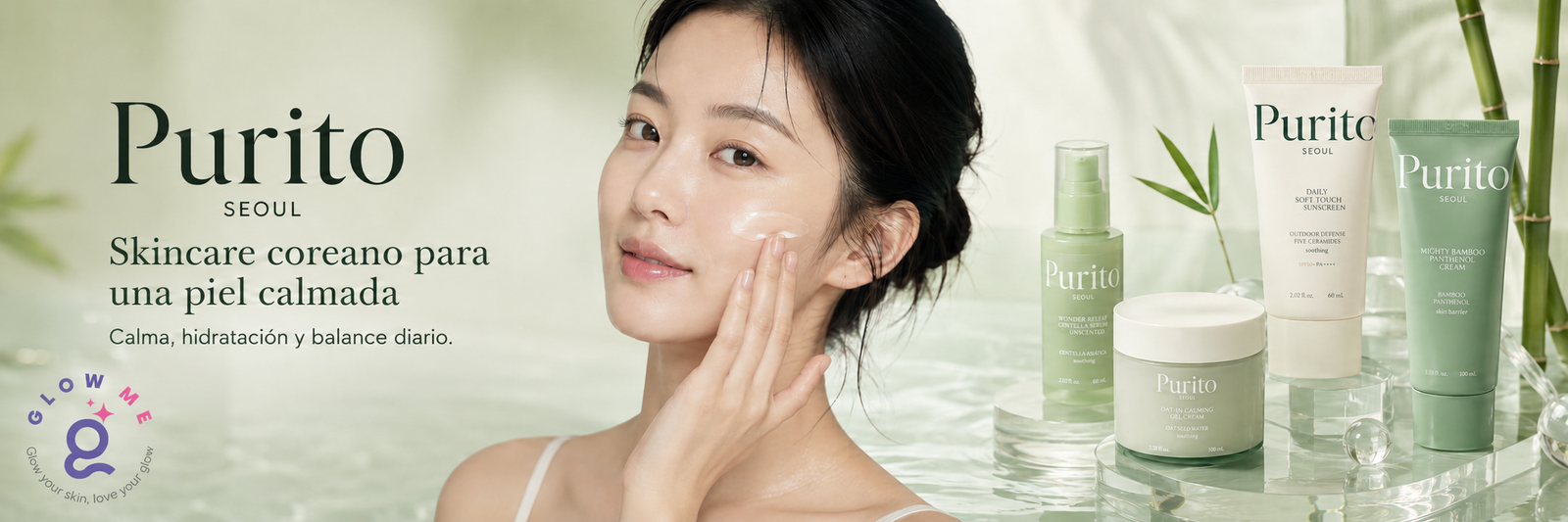 Productos Purito Seoul en Glowme México con Wonder Releaf Centella, Oat-in, Mighty Bamboo y protección solar