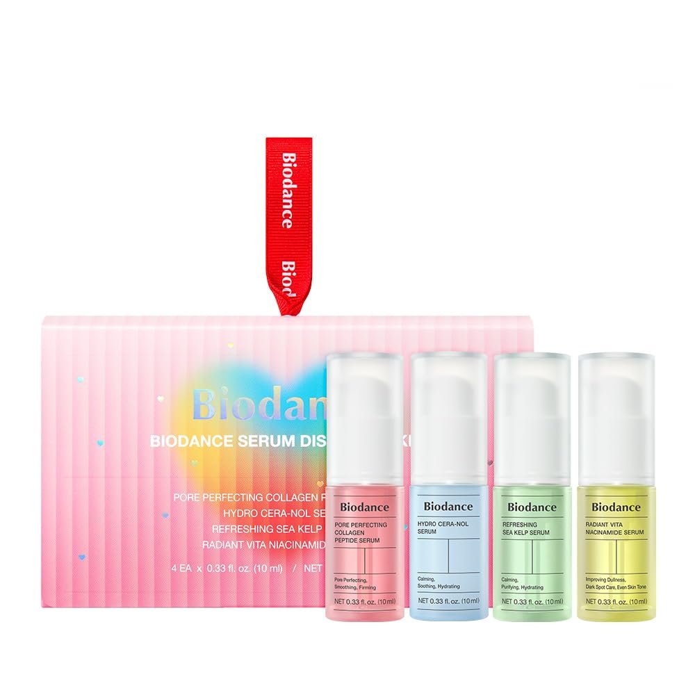 Biodance Serum Discovery Set 4 Piezas 10 ml sérum facial con colágeno y ceramidas para luminosidad y poros y textura